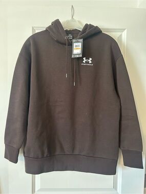 Under Armour Men's Chocolate Brown Pullover Hoodie with White Logo